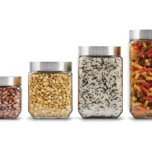 Stainless Steel Lid Glass Storage Jars - Set of 4 - Picture 3 of 5